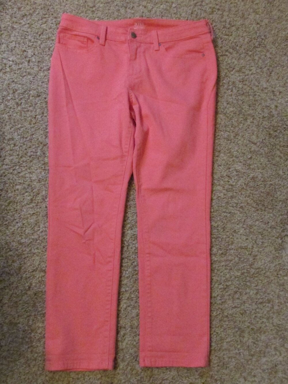 NWOT ANA 10 Coral Pink Skinny Ankle Zip Fly 5 Pocket Jeans Stretch